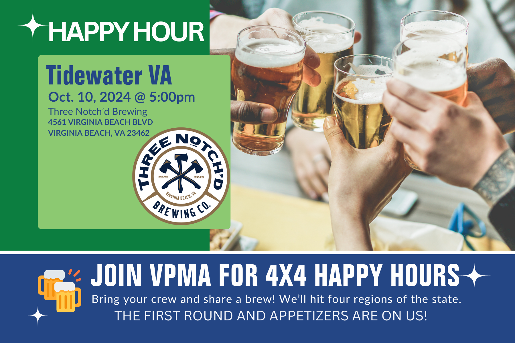 The VPMA 4x4 Happy Hour Hits Tidewater Next Thursday!